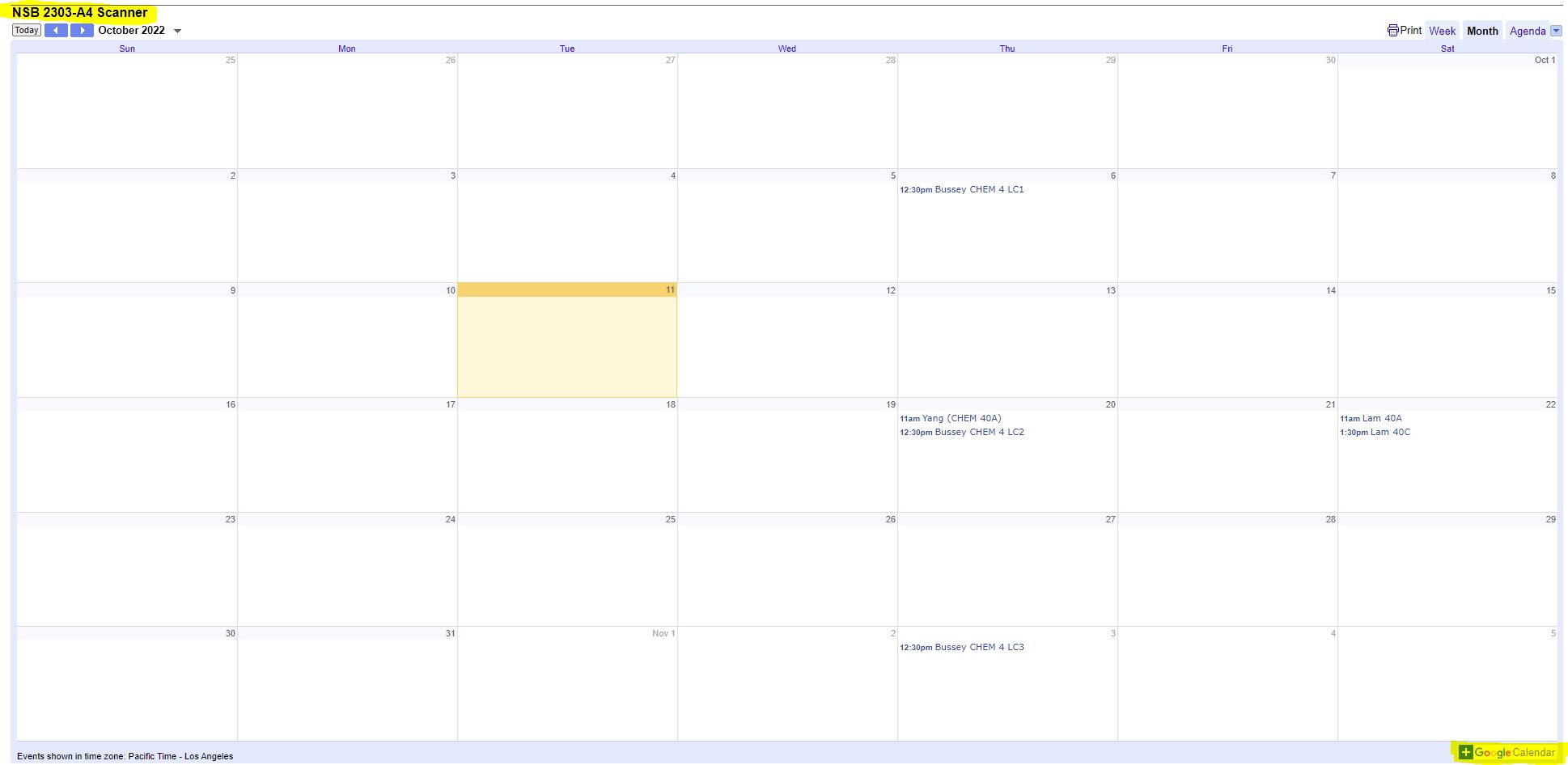 Google calendar